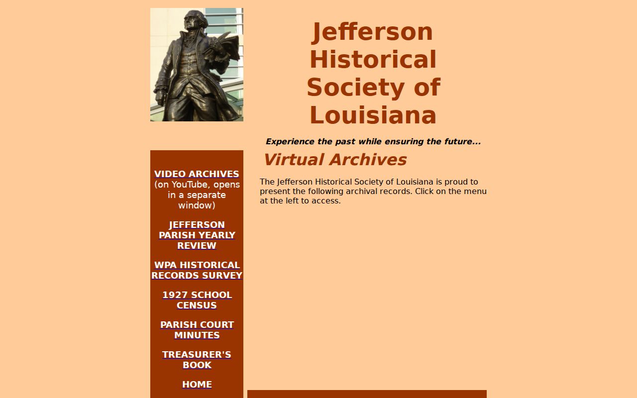 Jefferson Historical Society Virtual Archives listing the 1927 School Census and parish records