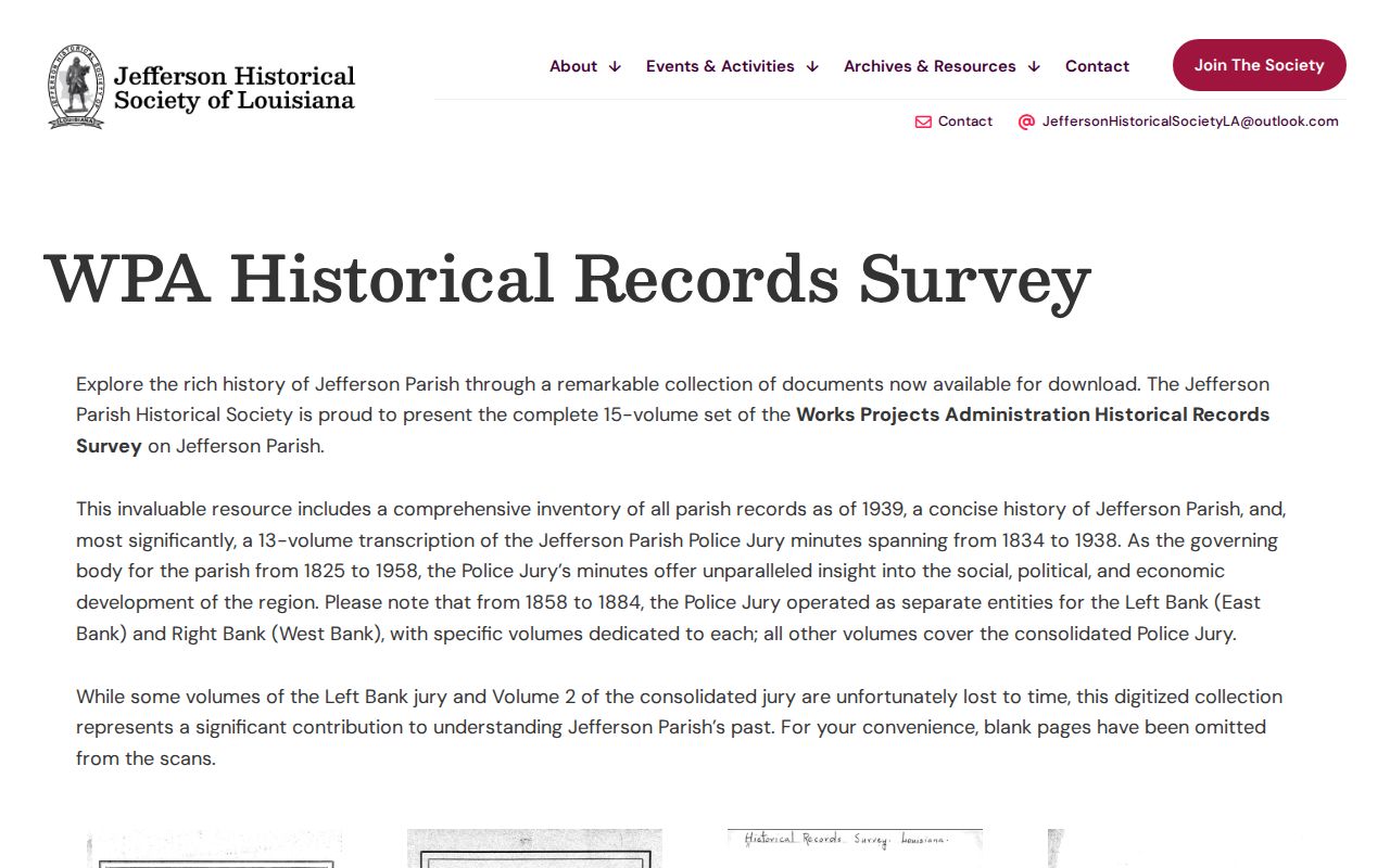 Jefferson Historical Society WPA records survey used with Marrero city directories