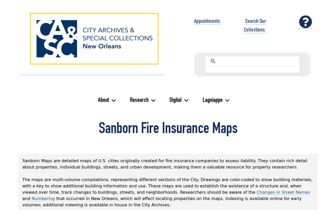 Marrero previous residents Sanborn map holdings page