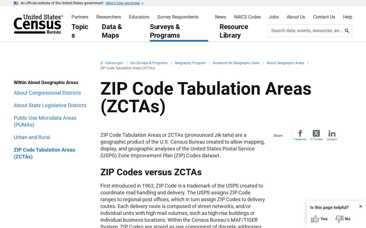 Marrero ZIP code directory Census ZCTA guidance