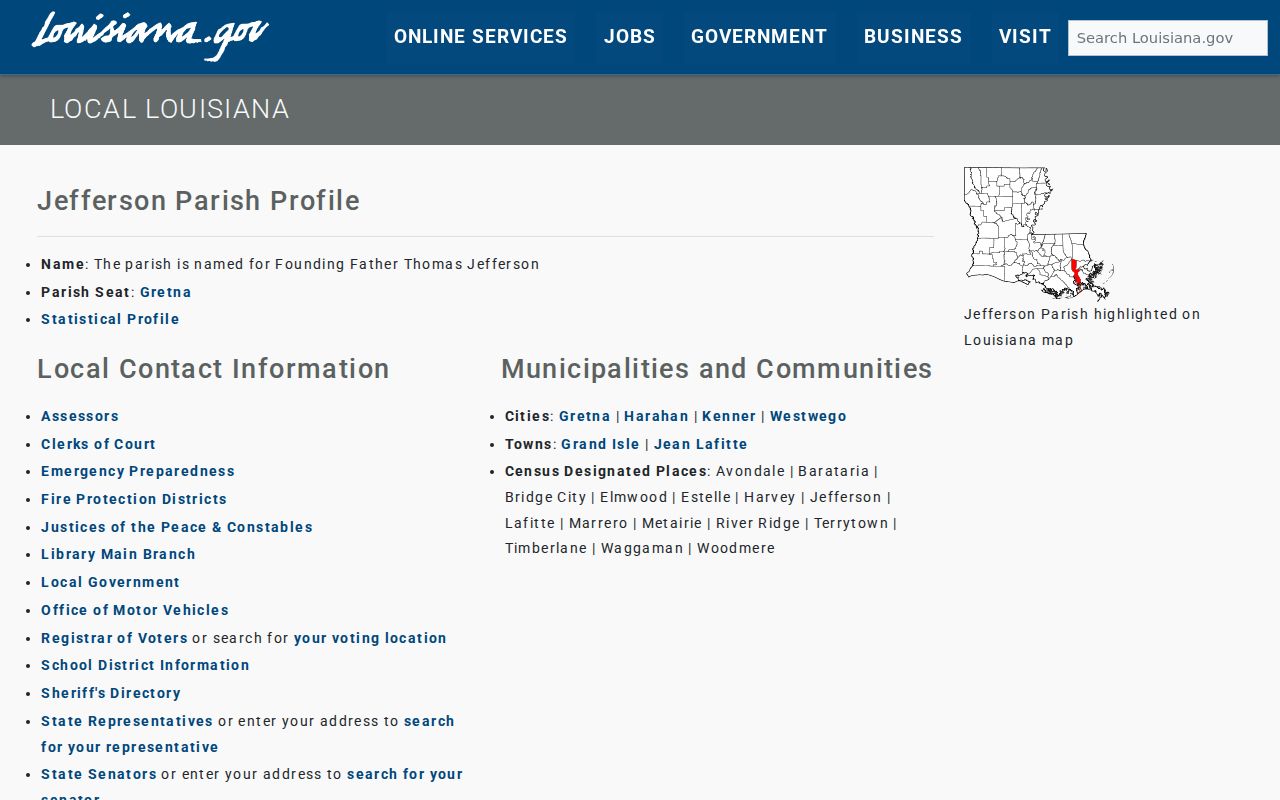 Marrero ZIP code directory Jefferson Parish profile
